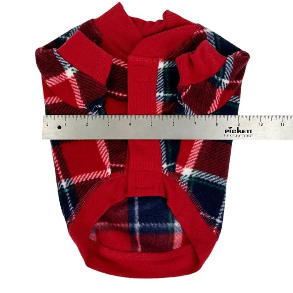 Eddie Bauer Pet Dog Holiday Red‎ Plaid Flannel PJ Outfit Size Small